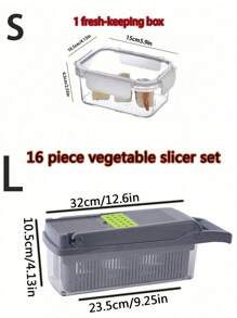 1/16 Pieces/Set, Vegetable Slicer, Multifunctional Fruit Slicer, Snap On Fresh-Keeping Box Manual Food Grinder, Vegetable Slicer, Container Cutter, Onion Slicer, Household Potato Shreds, Kitchen Supplies, Kitchen Small Tools, Dormitory Essentials, Multifunctional Vegetable Slicer, Potato And Radish Slicer, Vegetable Slicer And Slicer