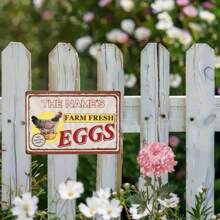 Aanpasbaar metalen bord van 8x12 inch - "The Name's Farm Fresh Eggs", gepersonaliseerde tekst, vintage stijl voor boerderij- of tuindecoratie, aan de muur te bevestigen, accessoire voor kippenhok