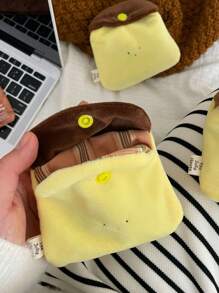 1pc Handmade Cute Caramel Pudding Shape Pouch Creative Mini Plush Earbud/Card Holder Wallet Purse Wallet Mini Wallet Coin Wallet - Yellow - View 2