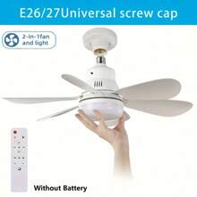 HHD 1 Đèn quạt trần thông minh đế E27, dễ lắp đặt, thích hợp cho phòng học, phòng ngủ, nhà bếp, phòng khách, phòng trẻ em, hành lang, có thể điều chỉnh 3 màu, trắng ấm/trắng lạnh, êm ái, đèn quạt thông minh có đèn và điều khiển từ xa, thích hợp để thay thế quạt trần nhỏ có đế bóng đèn, quạt trần có thể điều chỉnh độ sáng - 1 CÁI - Xem 3