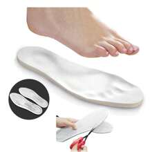 1Pair Memory Foam Insoles Shoe Comfort Unisex Size Cushion Feet Pad Heel Shock Super Soft Replacement Innersoles For Slippers Sneakers Running Shoes Boots Liners Comfort Cushioning Shoe Insert White