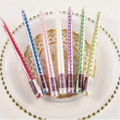 1 Box Of 4 Pcs 10-Inch Spiral Taper Candles, 8 Hours Burning Time,Slender Candles For Home Decor, Best Gift For Family And Friends - Taper Candles In Elegant Packaging, Suitable For Easter, Wedding, Anniversary, Holiday Decoration, Formal Dinner, Birthday Party, Graduation Ceremony, Corporate Event, Ceremony, Romantic Night Gifts