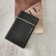 Estuche de cigarrillos para mujer con doble cara, brillos y rhinestones, minimalista y de moda para uso diario casual