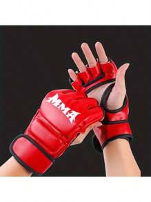 1 pieza Guantes de boxeo para adultos, guantes con media-palma sin dedos con garra de tigre MMA acolchados, ideales para regalos de cumpleaños, Navidad, fiestas