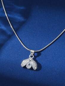 1 件精美锆石镶嵌向日葵、甲虫、蝴蝶吊坠项链，欧美奢华小众设计，复古项链，适合女士 - 銀色 - 查看 7