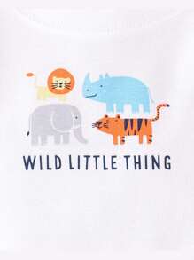 The Children's PLACE Baby Boys Animal Bodysuit 5-Pack Mulitpack Short Sleeve Lion Wild Thing Rhino Striped