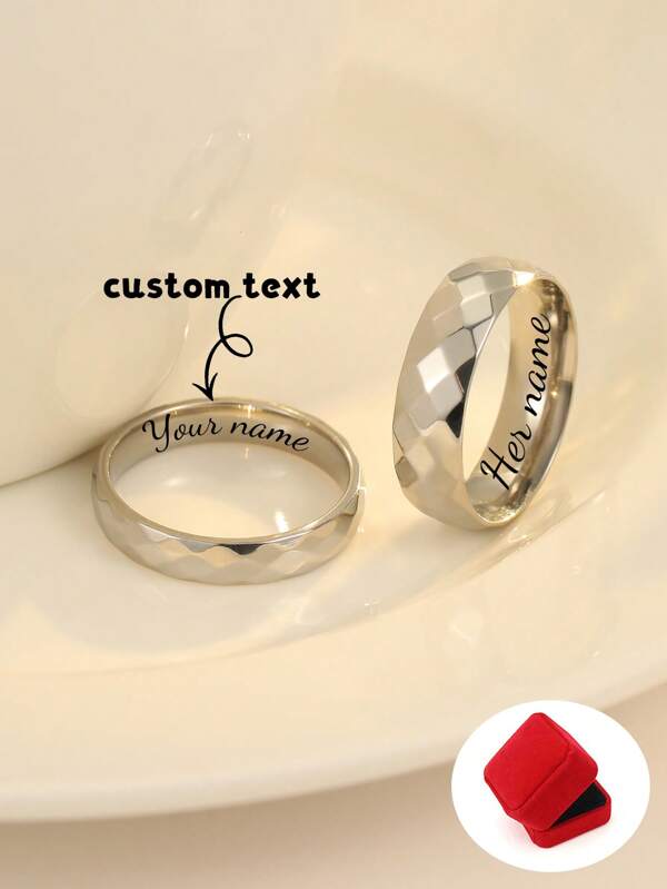 1 pieza Anillo personalizado grabado por Nkeybbon para compromiso y matrimonio, con nombre grabado, o regalo para el Día de San Valentín, Día del Romance, días festivos importantes