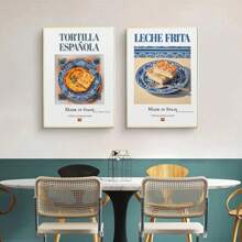 1pc Traditional Spanish National Food Seafood Rice Potato Brave Omelet Retro Delicious Color Canvas Art Picture Home Decoration No Frame