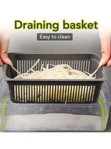 1/16 Pieces/Set, Vegetable Slicer, Multifunctional Fruit Slicer, Snap On Fresh-Keeping Box Manual Food Grinder, Vegetable Slicer, Container Cutter, Onion Slicer, Household Potato Shreds, Kitchen Supplies, Kitchen Small Tools, Dormitory Essentials, Multifunctional Vegetable Slicer, Potato And Radish Slicer, Vegetable Slicer And Slicer