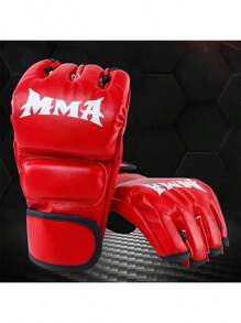 1 pieza Guantes de boxeo para adultos, guantes con media-palma sin dedos con garra de tigre MMA acolchados, ideales para regalos de cumpleaños, Navidad, fiestas
