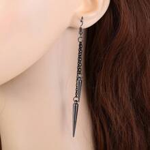 1 Pair Retro Gothic Style Long & Short Rivet Fringe Earrings, Suitable For Women Everyday Wear
