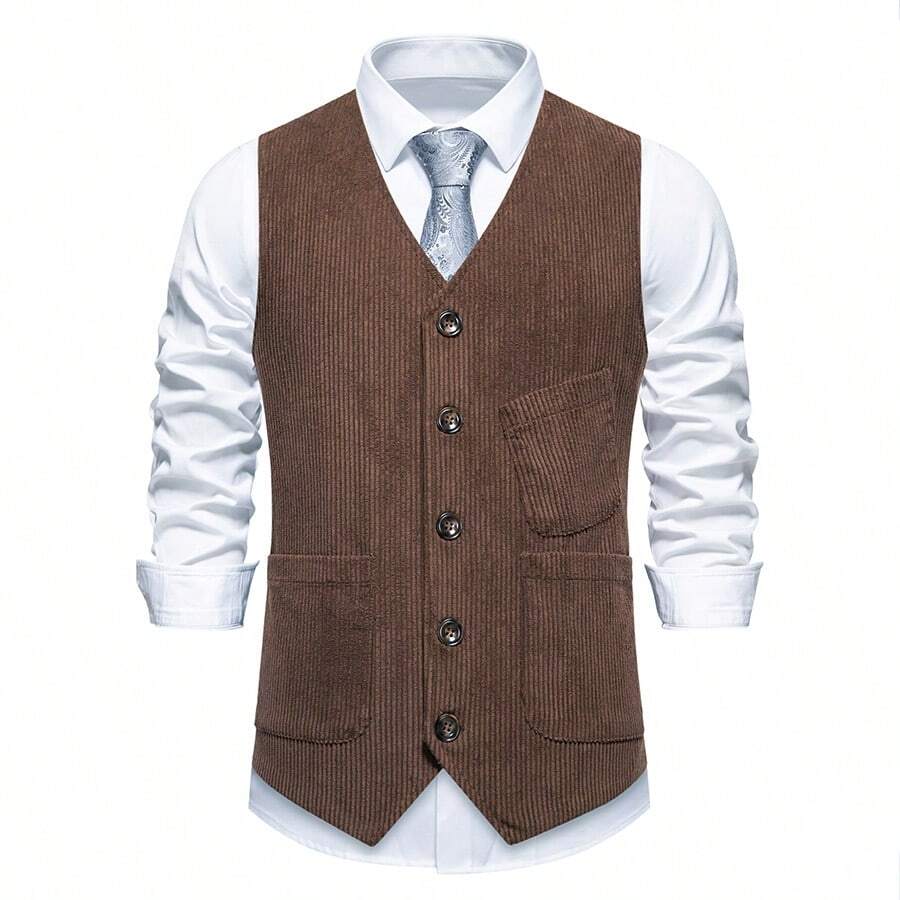 New Men's Retro Corduroy Fabric Vest