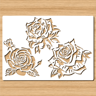 1pc Rose Flower Stencil For Painting, A4 Reusable Rose Designs With Leaves Pattern Stencil For DIY Crafts, Plastic Floral Spray Drawing Template For Wood Wall Furniture Mugs Paper Fabric Home Decor