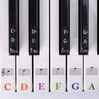 Piano Keyboard Stickers For 37-88 Key, Bold Large Letter Piano Stickers For Memorizing, Removable Piano Keyboard Letters, Notes Label For Beginners, Multicolor