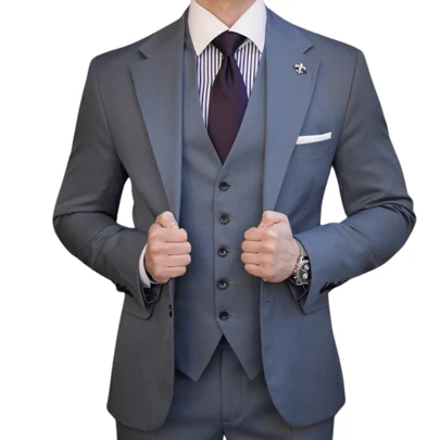 Terno Slim Traje Completo Masculino Corte Sofisticado (Calça + Blazer + Colete)