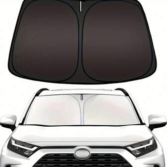 1 st. Opvouwbare Titanium Zilveren Auto Voorruit Zonnescherm - UV Warmte Blokker, Auto Voorruit Zonwering, Parkeer Zon Bescherming Accessoire