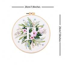 1pc 26 Designs Floral Embroidery Kit With English Letters, Luxury Starter Set For Beginners, Includes Fabric, Hoop, Threads, Needles, Instructions, Great For Cross Stitch, Artistic Craft Gift For Friends And Family, Wedding Decor. Each Kit Contains 1pc Printed , 1 Set Of Embroidery Threads, 1 Bamboo Embroidery Hoop, 1 Pattern Chart, 2pcs Embroidery Needles.