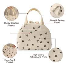 GODWOODS Insulated Black Daisy Lunch Bag For Women Men, Lunch Containers Reusable High Capacity Lunch Tote Bags For For Work Picnic Bag For School School Accessories School Stuff