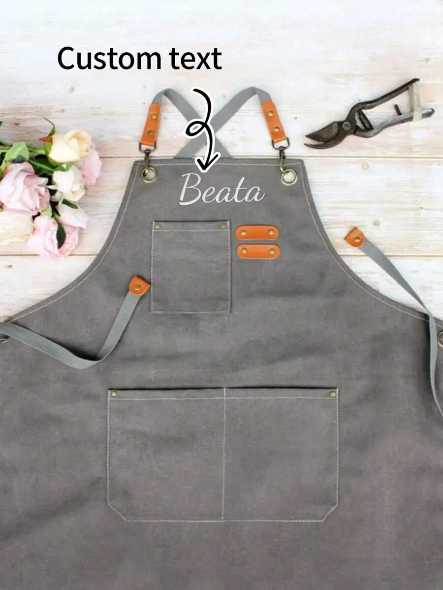 1PC Custom Apron With Pockets, Personalized Apron In, Canvas Apron, Embroidery Apron, Custom Kitchen Apron, Personalized Chef Apron,Durable,Breathable,Lightweight,Washable,Cute,Love,Soft,Comfortable,Simple,Custom,Personalized,Unique,Him,Her,Boyfriend,Girlfriend,Dad,Mom,Family,Friends,Bed,Car,Bedroom,Tea Room,Living Room,Sofa