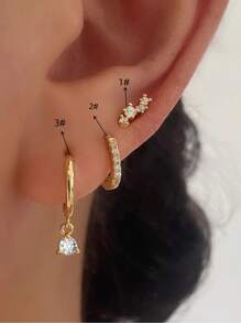 2 Pieces/6 Pieces Fashionable New High-End Copper Material Inlaid Zirconia Earring Set Elegant Is Versatile For Daily Wear Women's Jewelry Set Can Be Selected In A Single Or A Complete Set