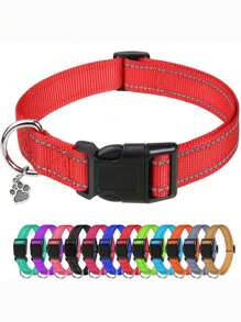 Gepersonaliseerde hondenhalsband, gepersonaliseerd met geborduurde naam van huisdier en telefoonnummer, 4 verstelbare maten: extra klein, klein, medium, groot, met snelsluiting en D-ring