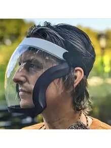 1pc Adjustable Plastic Mask With Vent And Breathing Valve, Full Coverage Transparent Shield, Comfortable Silicone Pad, Elastic Strap, Suitable For Kitchen And Industrial Use