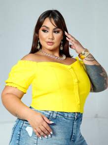 PLUS SIZE BEGALINE CROPPED BLOUSE PLUS SIZE 46 To 52 - Yellow - View 7