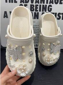 Nouveaux sandales à mailles pour femmes, mules Glissant pour dames, semelle extérieure confortable, antidérapante et douce, mode pour l'extérieur, la plage, l'intérieur et l'extérieur - Blanc - Voir 1