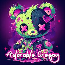 1 pieza, 7,9*7,9 pulgadas, Libro para colorear para adultos con tema lindo y espeluznante, regalo perfecto para familia y amigos en cumpleaños, Navidad, Halloween y otras fiestas, excelente para aliviar el estrés, 24 páginas, impresión de una sola cara (diseño original), de vuelta a la escuela, útiles escolares