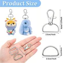 24/50pcs Swivel Clasp Hooks And D-Rings Set, Crafts For Making Keychains, Wallets, Lanyards, Handbags, Backpacks, Dog Collars DIY Accessories - D-shaped Lobster Clasp + D-shaped Ring - View 2