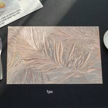 Thickened Square Feather PVC Placemats, Waterproof Non-Slip Heat Insulation, Luxury Hotel & Restaurant Holiday Decor Dining Table Mat, 1pc/4pcs/6pcs - Square Feather Placemat - View 17