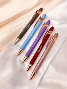 可定制文字的触摸屏电容式圆珠笔，铝合金笔杆圆头圆珠笔，优质笔，可定制Logo印刷，多功能，防水，装饰性强，可重复使用，色彩丰富，复古，可爱，现代，可定制，个性化，独特，是送给她、家人、朋友、孩子、学生、员工的理想礼物 - 14*1cm - 查看 8