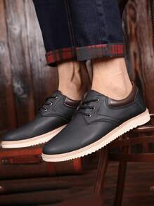 Casual de los hombres antideslizante zapatillas de deporte de color sólido, impermeabilización punta redonda con cordones parejas zapatos planos formales, adecuados para los viajes diarios, lugar de reunión, traje a juego,Zapatos de negocios