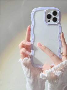 1pc Transparent Soft Shell Dual Layer Wavy Design Phone Case, Compatible With IPhone 11 12 13 14 15 Pro Max 16 Plus
