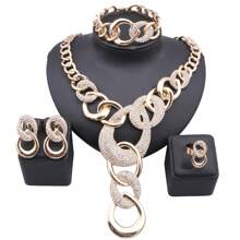 1 Set Luxury Minimalist Crystal Geometric Pattern Necklace Bracelet Earrings Ring Jewelry Set, Suitable For Women's Wedding, Prom, Party, Banquet Wear, Ideal For Holiday And Birthday Gifts