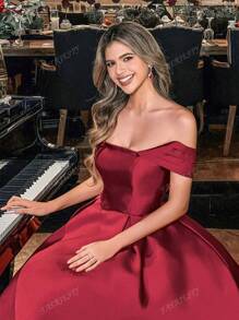 Faeriesty Faeriesty Stylish Off Shoulder Satin Cocktail Dress