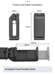 5/1/2 pièces Support de téléphone avion, support de voyage portable de bureau en vol pliable réglable rotatif avec retardateur, support de siège de train, charms de téléphone portable, accessoires de téléphone portable