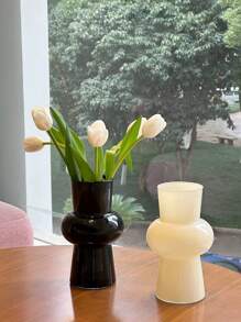 1pc Asymmetrical Glass Vase, Creative Living Room Vintage Flower Vase, Hydroponic Container Decor Gifts Birthday Graduation