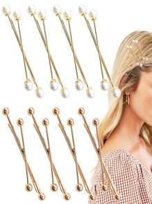 1 pièce/2 pièces/8 pièces Pinces à cheveux simples pour femmes avec design de croix en perle, accessoires de mode, cadeau élégant pour les amis. Pinces à cheveux, barrettes à cheveux, accessoires de cheveux en perle, fournitures scolaires