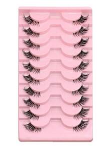 10 对 Hal Flashes 透明带状睫毛 猫眼假睫毛 短款柔软 3d 仿貂皮睫毛 柔软自然妆效条状睫毛、睫毛、假睫毛 - 眼尾拉長款 - 查看 4