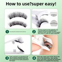 1 par de set de pestañas postizas magnéticas, pestañas magnéticas naturales simuladas impermeables, pestañas magnéticas sin pegamento, una herramienta de maquillaje indispensable para viajar