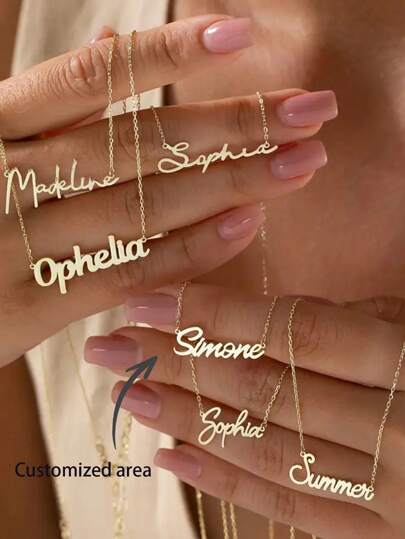 1PC Elegant Customized Gold Stainless Steel Name Necklace -5 Font Options For Personalization, Suitable For Mother's Day, Valentine's Day, Birthdays, Weddings, And Graduation Ceremonies - Unique Gift For Her,Delicate Romance,Black,Silver,Gold,Stylish,Colorful,Vintage,Simple,Unisex,Casual,Cuties,Custom,Personalized,Unique,Ideal Gifts For Him,Ideal Gifts For Her,Her,Boyfriend,Girlfriend,Dad,Mom,Family,Friends,For Anniversaries,For Birthdays,For Graduation,For Prom,For Party,Customized Fashion Necklaces,Silver Stylish