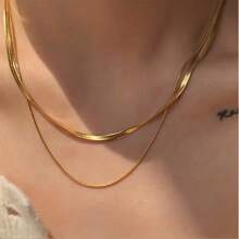 2 件金属优雅不锈钢项链 - 彩色 - 查看 3