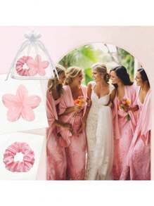3pcs/15pcs/Set Bridal Shower Gifts, Bridesmaid Hairband Proposal Gifts, Including Flower Claw Clips, Satin Hairbands, Organza Bags, Suitable For Weddings, Proposals, Birthdays, Bachelorette Parties, And Anniversary Gifts