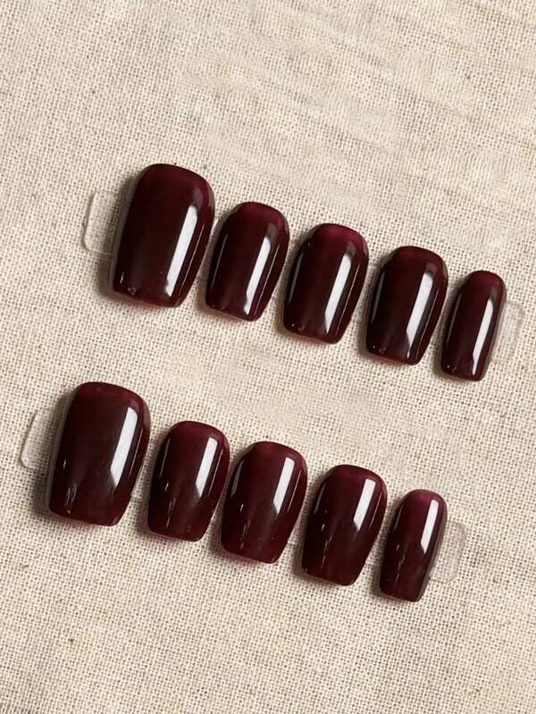 10pcs Pure Handmade Nail Art, Short Square Nails, Solid Color Handmade Nails, Simple Design Nails, Simple High-End Sweet Style Nails, Brown Nails, High-End Elegant Simple Four-Season Nails, Simple Nail Art, Party Date Nails, Detachable And Reusable, Daily Nail Art.