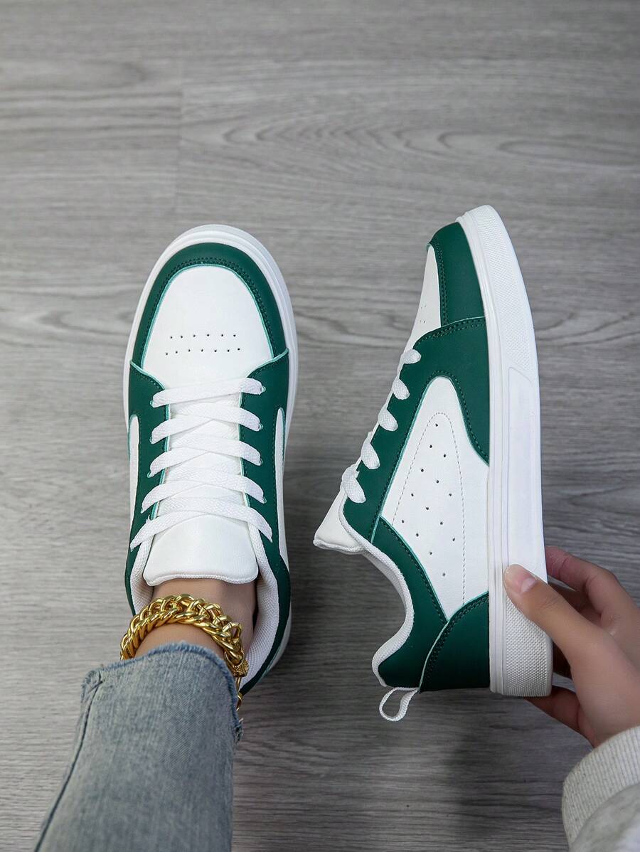 女士休闲鞋,女士运动鞋,时尚小白鞋,街头女鞋,轻便滑板鞋,女士低帮鞋 - 綠色 - 查看 1