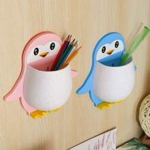 1PC Wall Mounted Toothbrush Rack, Little Penguin Storage Rack Self-Adhesive Tooth Brush Organizer, Toothpaste Holder Shelves Storage Box For Kitchenware Cosmetics