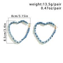 1 Paar Retro Mode übertriebene Denim-Effekt Stoff Creolen, einfache verdrehte Kreis Ohrringe für Frauen