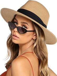 Women's Men's Wide Brim Straw Panama Hats, Fedora, Summer Beach Sun Hats, UPF Women's Straw Hats
