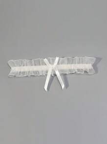 Sexy Mesh Lace Garter Belt Thigh Rings, Women Elastic Thigh Bands Bow Decor For Stage Performance, For Rave